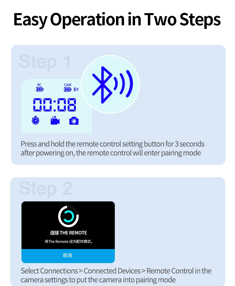 80M Bluetooth Remote Control for Hero 13 12 11 10 9 8 With Shortcut Key Screen