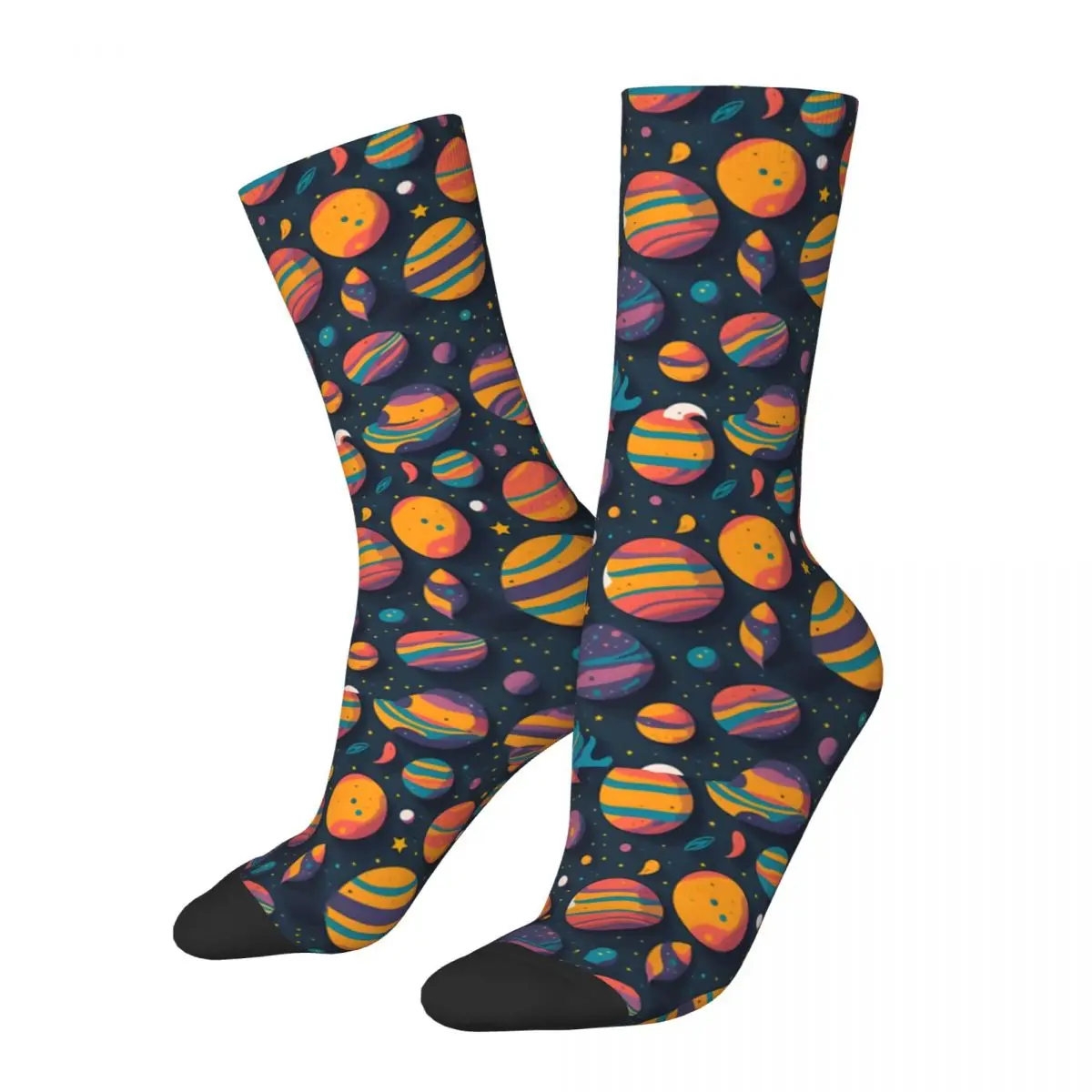 

Happy Funny Men's compression Socks Planets And Stars Retro Harajuku Celestial Dreams Hip Hop Novelty Pattern Crew Crazy Sock