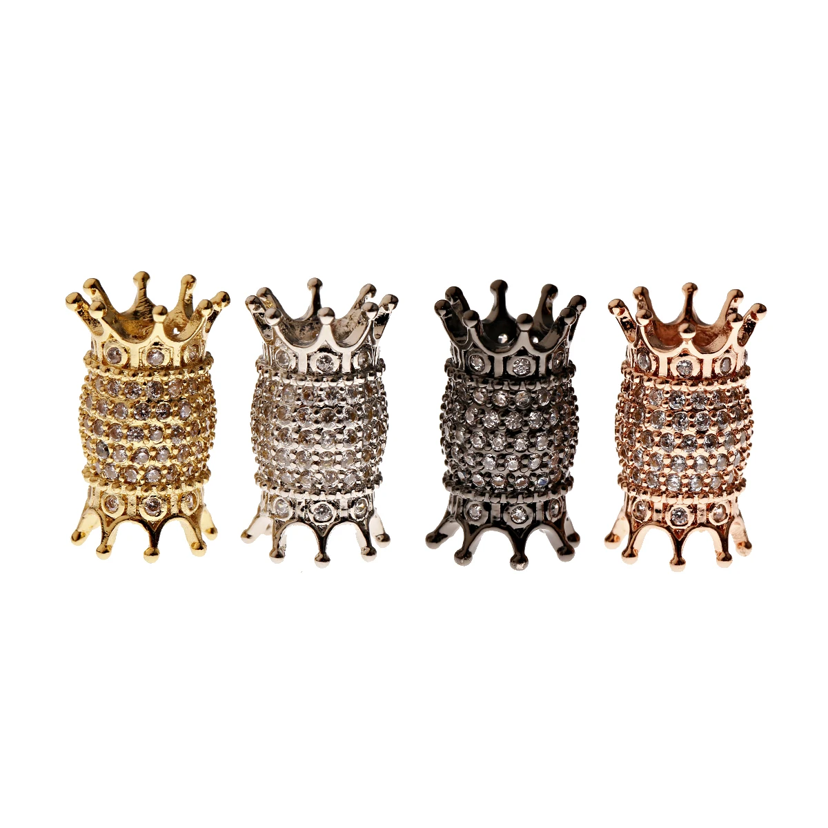 

Copper Micro Pave Zirconia Double-headed Crown Charms Loose Spacer Beads for DIY Bracelet Necklace Making Accessories 3pcs/lot