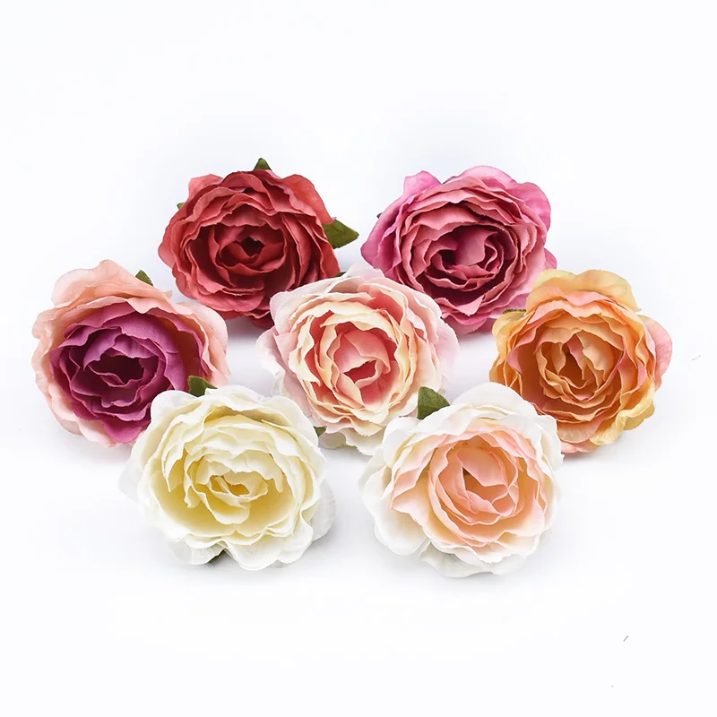 Künstliche Blumen, 10 Stück, mehrfarbige Hochzeitsdekorationen, Seidenrosen, Sammelalbum, Heimdekoration, dekorative Blumengirlande, Pfingstrose, Diy – Detail 4