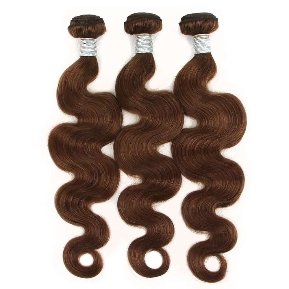 Human Hair Bundles 10-32" Chestnut Colored Body Wave Hair Weave Bundle 1/3 PCS Human Hair Weaving #4 Chocolate Brown Remy Extensions For Women