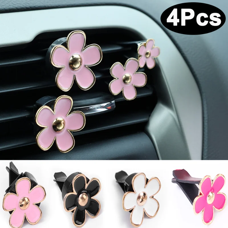 

4Pcs/Set Car Little Daisy Outlet Vent Perfume Clip Universal Car Interior Aroma Diffuser Pendant Creative Decoration Accessories