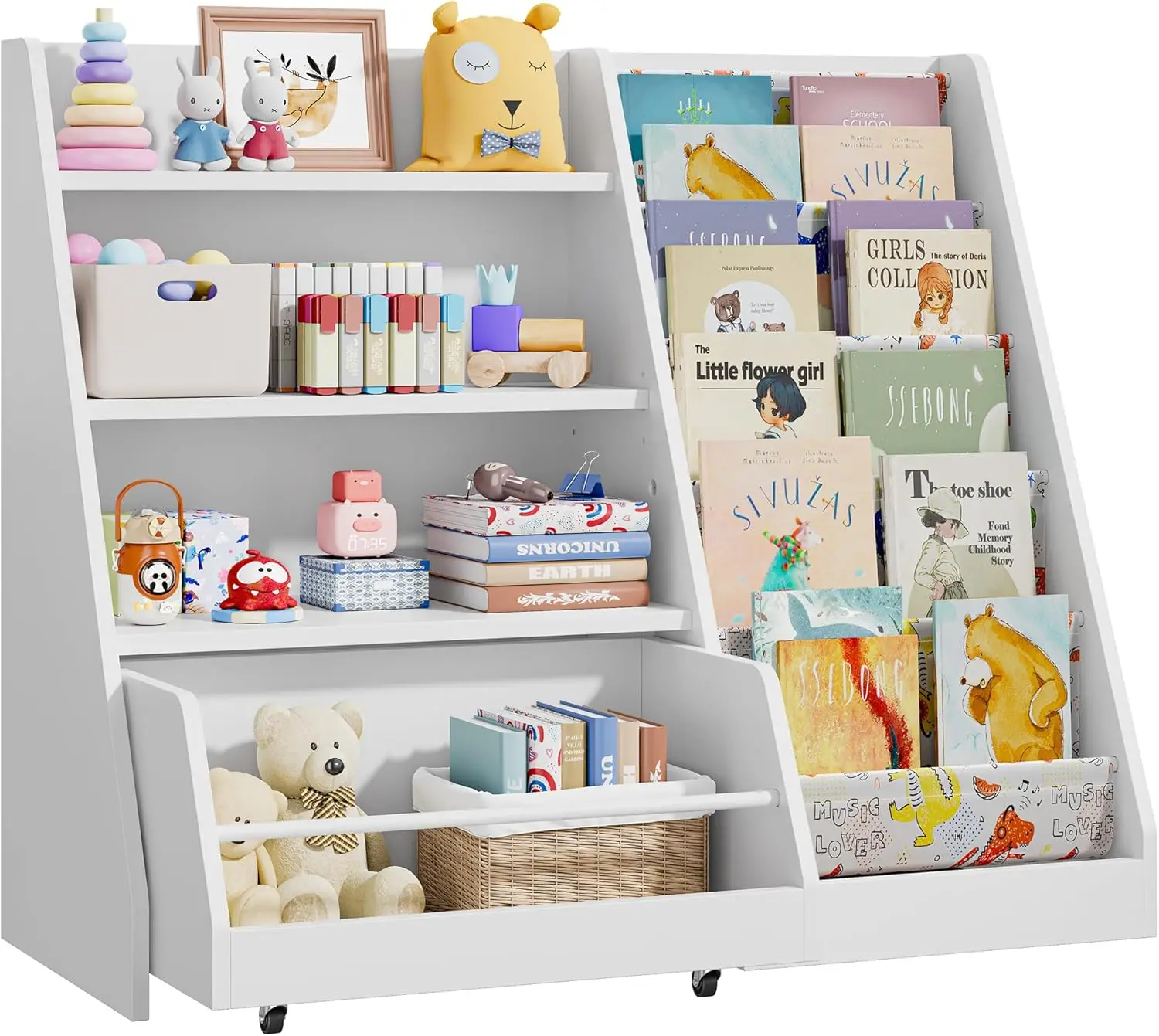 42" Kids Sling Bookshelf with Movable Drawer 6