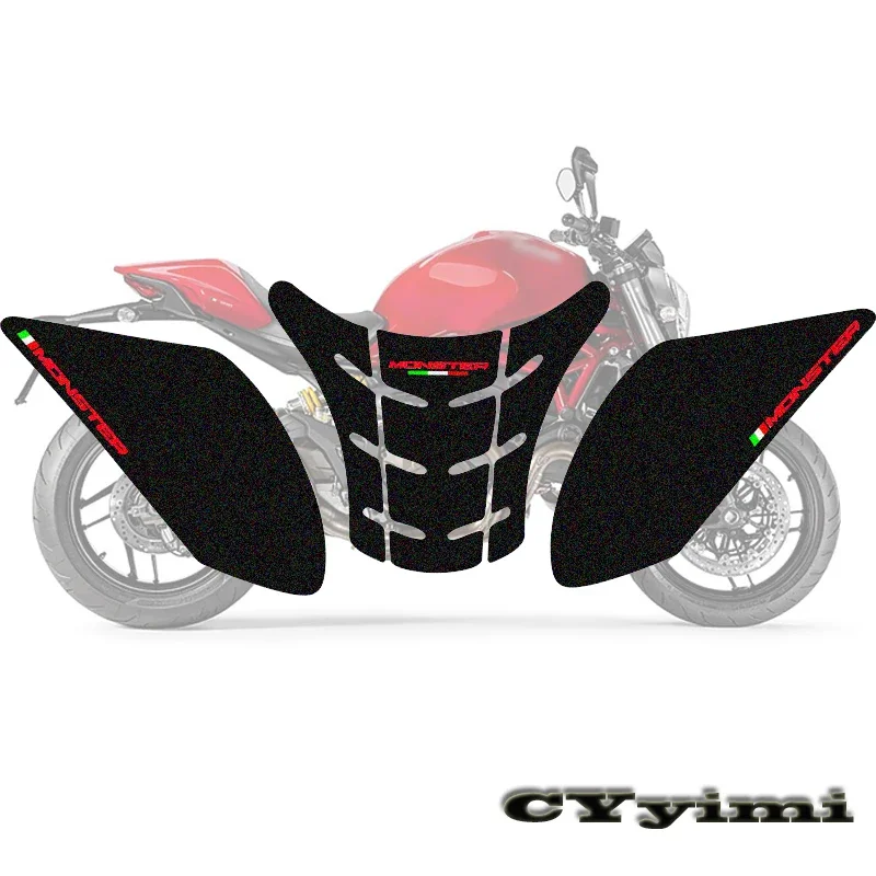 Per Ducati Monster 821 1200 797 Moto In Fibra Di Carbonio Oil Tank Pad Sticker Decalcomanie Pad Side Gas Knee Grip Protector