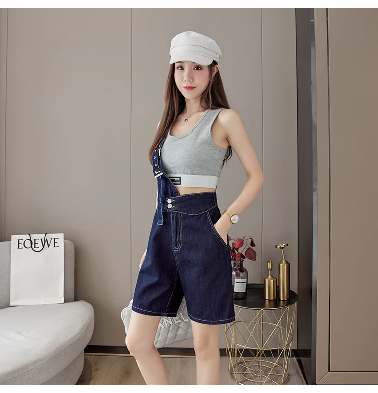 bape shorts Single Strap Design Overalls Korean Teenage Fashion Trends Sexy Denim Clothing Womens White Jeans Booty Shorts Daily Streetwear athletic shorts