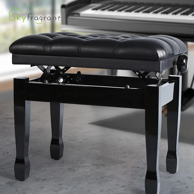 TopLayerCowhideRubberWoodPianoStoolLiftableStudentPianoRubber