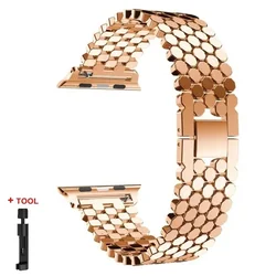 Premium Alloy Metal Strap Band for Apple Watch - Elegant Bracelet Design (Rose gold)