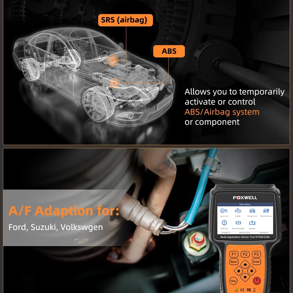 FOXWELL NT650 Elite OBD2 Automotive Scanner Code Reader Professional A/F BRT ABS SRS DPF Oil 26 Reset OBD 2 Car Diagnostic Tool 3