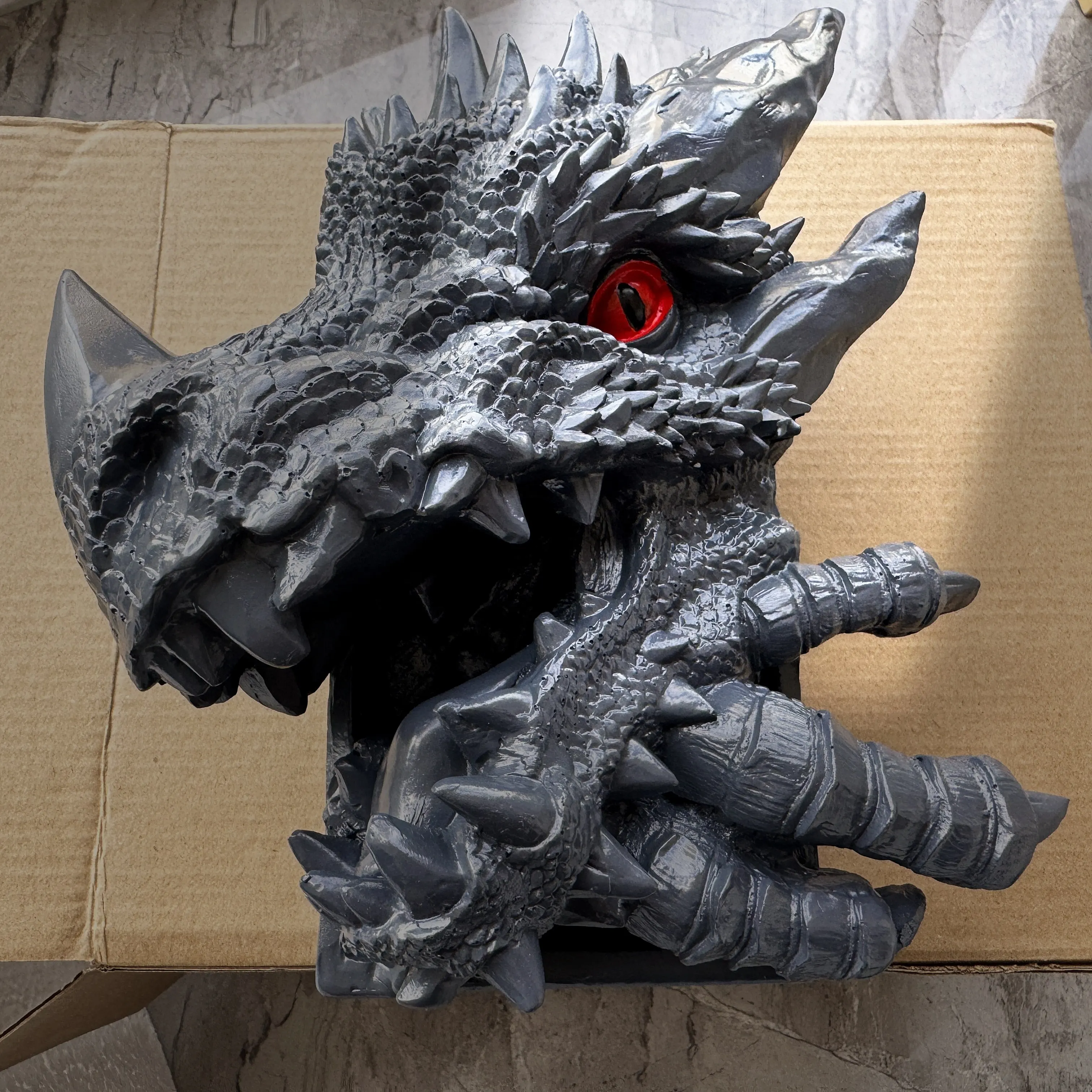 Heavy Duty Dragon Bookends-Anti-Slip Resin Dragon Statue for Heavy Books, Gothic Home Decor, Fantasy Room Accessories