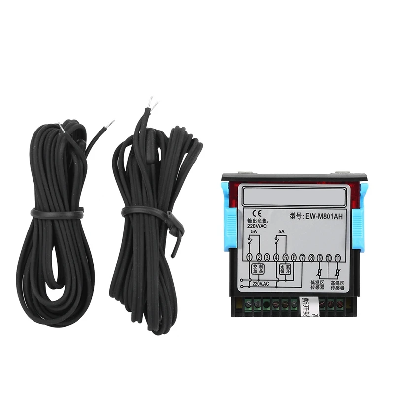 2-Channel Sensor Solar Water Heater Temperature Controller With Sensor Digital Display Black For Solar Water Heater