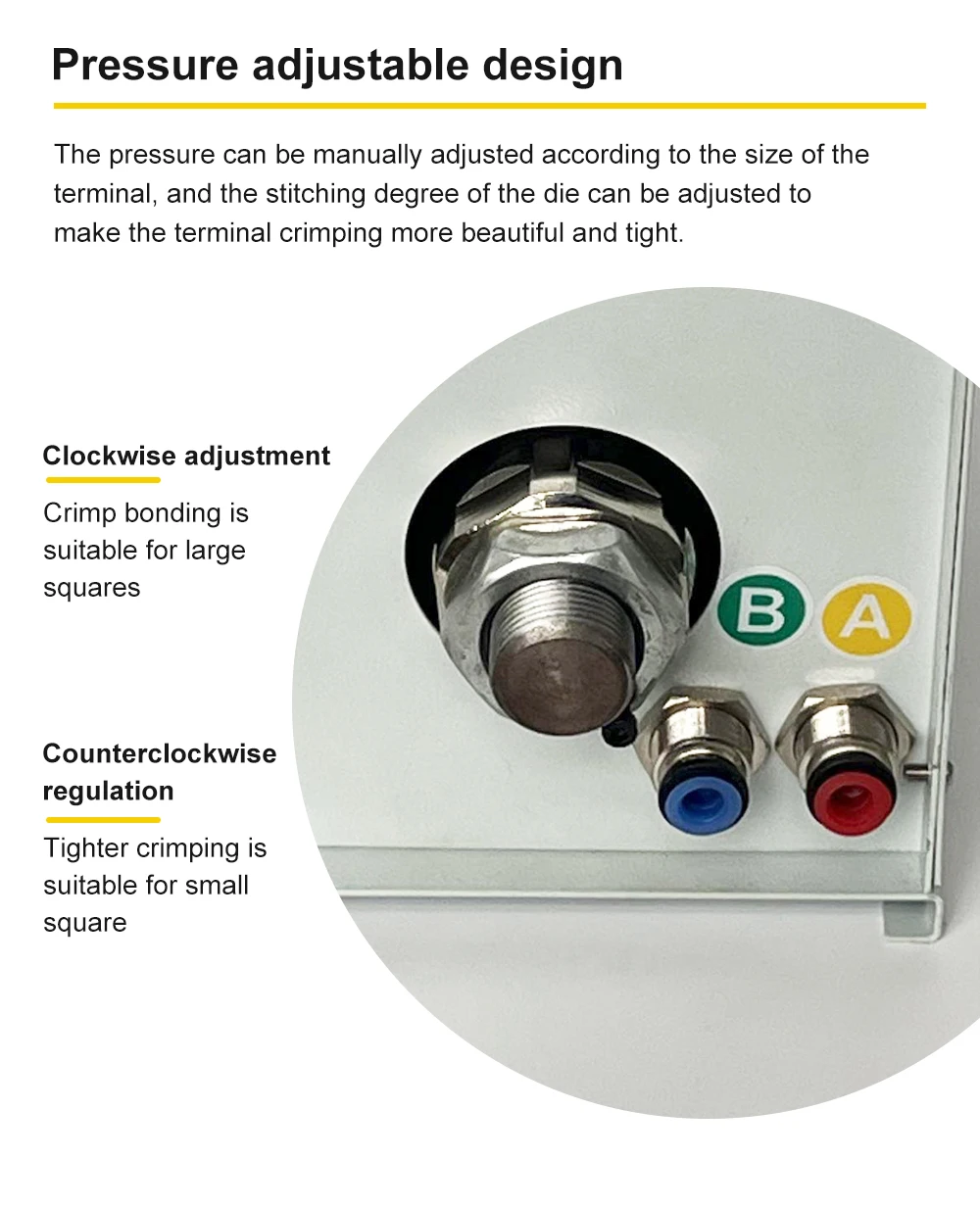 0.8-25mm² Pneumatic Tube Terminal Crimping Machine Insulated Terminal Cold Crimping Clamp Quadrilateral Crimping Machine