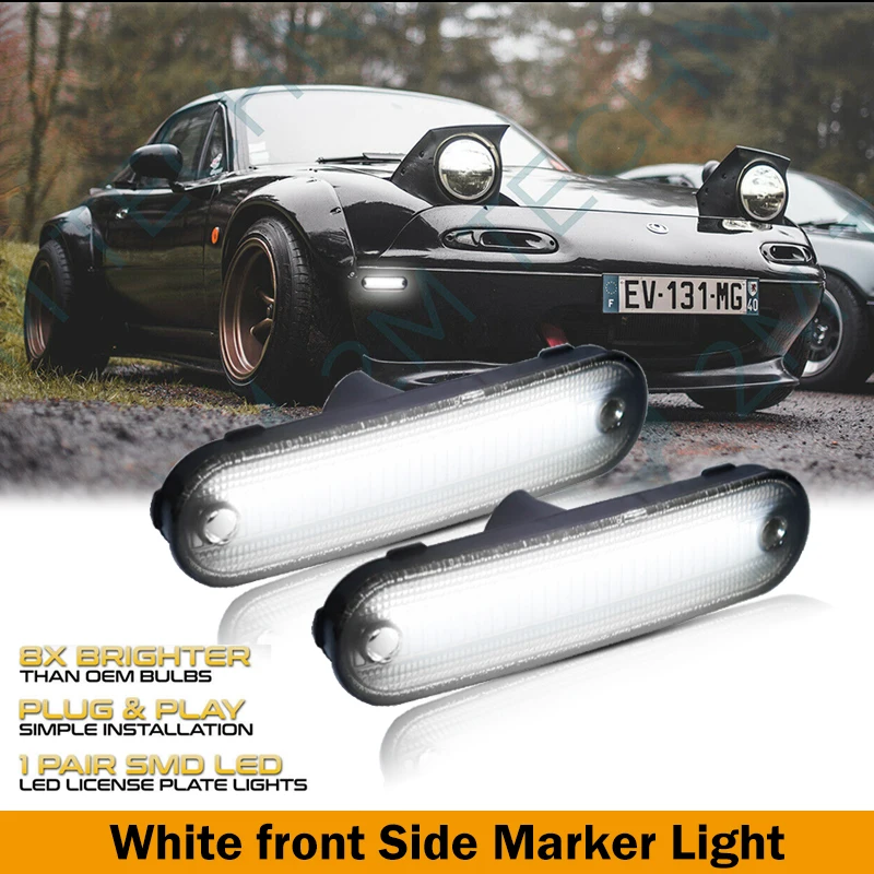 For Mazda Miata MX-5 MX5 1990-2005 Clear & Smoked Lens LED Side Marker Lamp Ambe