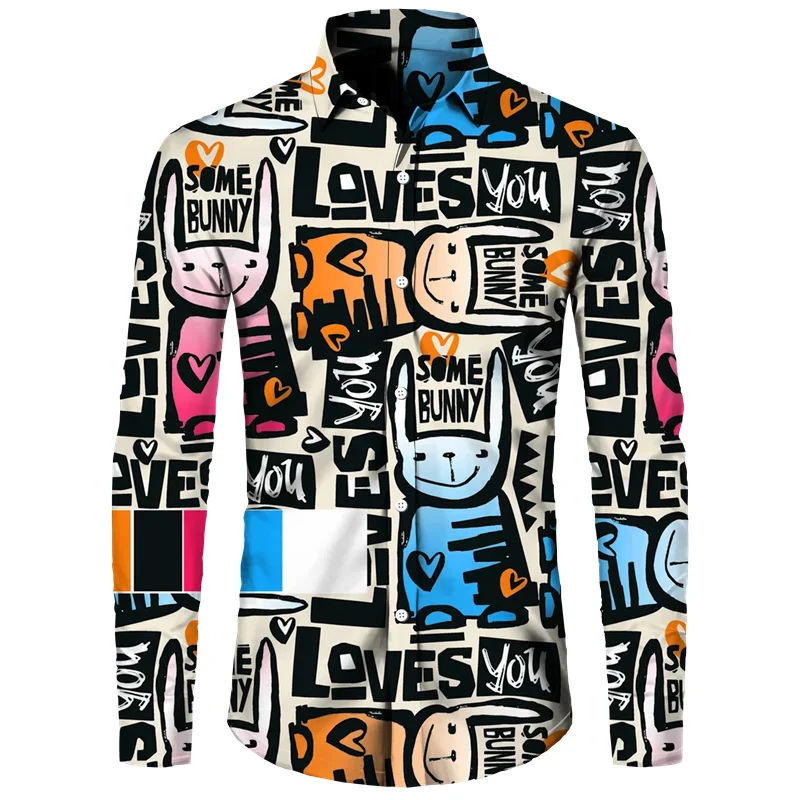 thumbnail image 1 of Camisas de moda para hombre guapo, camisetas casuales con estampado 3D, botones, solapa, manga corta y larga, estilo hip hop, para hombre y mujer, estilo urbano, cárdigan, 1 of 5