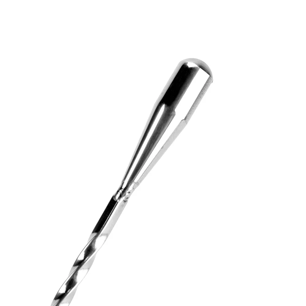 Cocktail Stirrers Stainless Steel Bar Cocktail Twisted Mixing Stirrin Spoon Fork Tip DIY Set Shaker Muddler Stirrer Twisted Mixing Spoon Kitchen