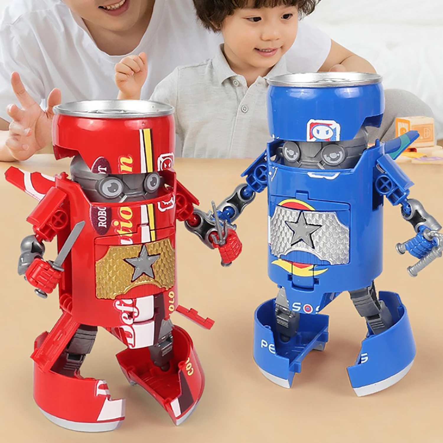Can Cola Transformed Beverage Soda Robot, Samurai King Kong Boy Toy Gift 5