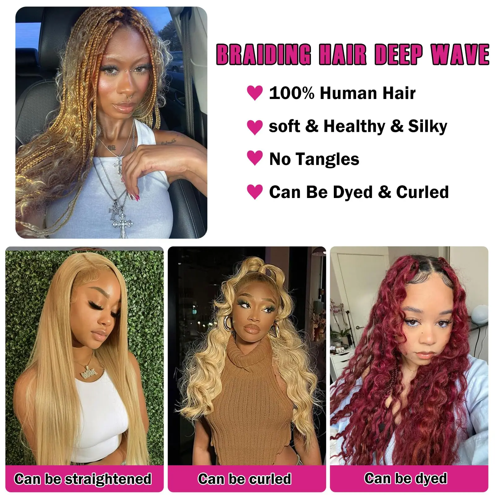 #27 Honey Blonde Bulk Human Hair For Braiding Deep Wave Human Hair Bundles No Weft Bundles For Women Hair Extensions 2