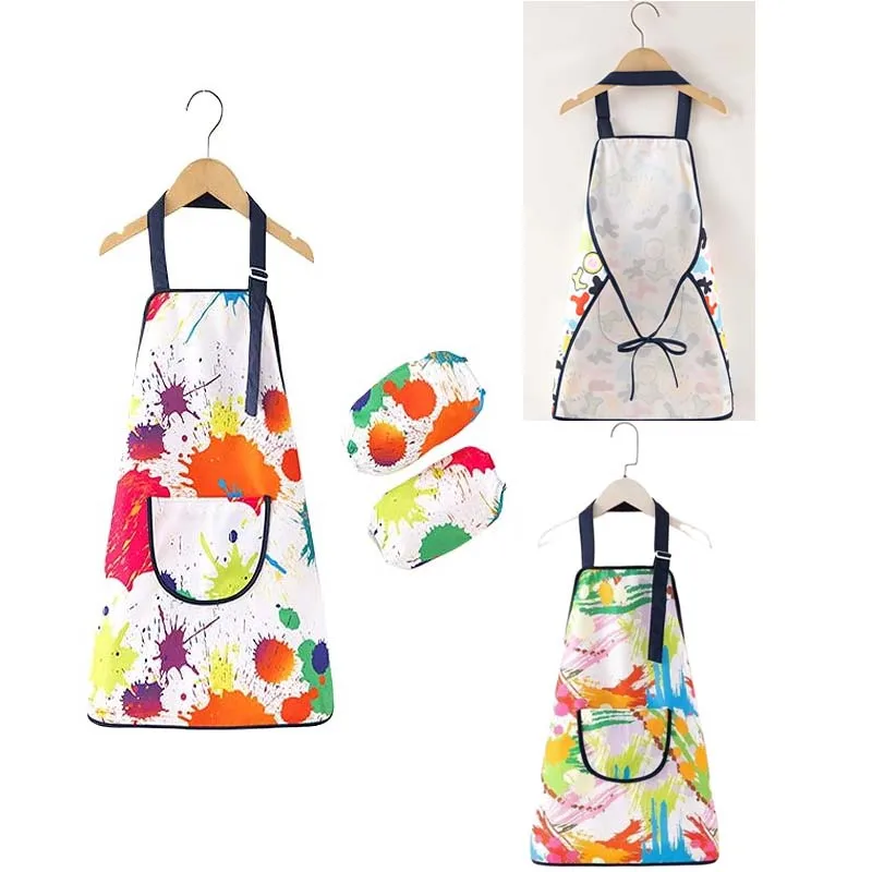 Kids Painting Smocks Waterproof Art Color Apron For Children Painting Aprons Sleeveless Dressing Cloth School Studying Uniforms