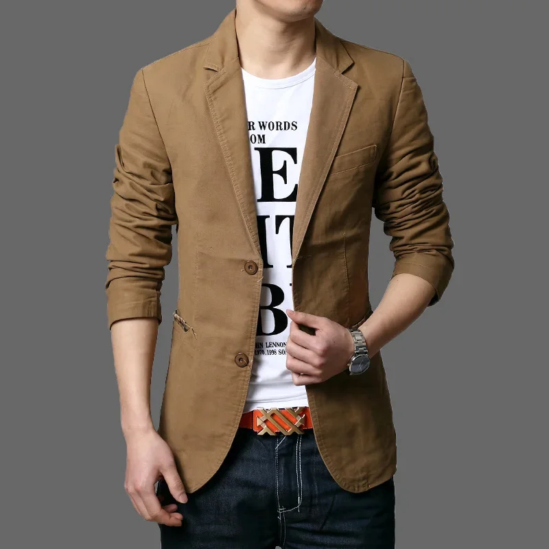 

Spring Autumn Men Cotton Jackets Blazer Suits Slim Fit Coats