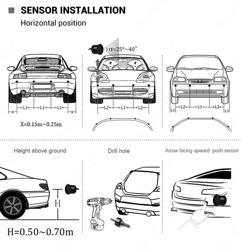 Parking Sensor Car Reverse Radar Kit Vehicle 4 Sensors Backup Assist System LED Distance Display Sound Warning