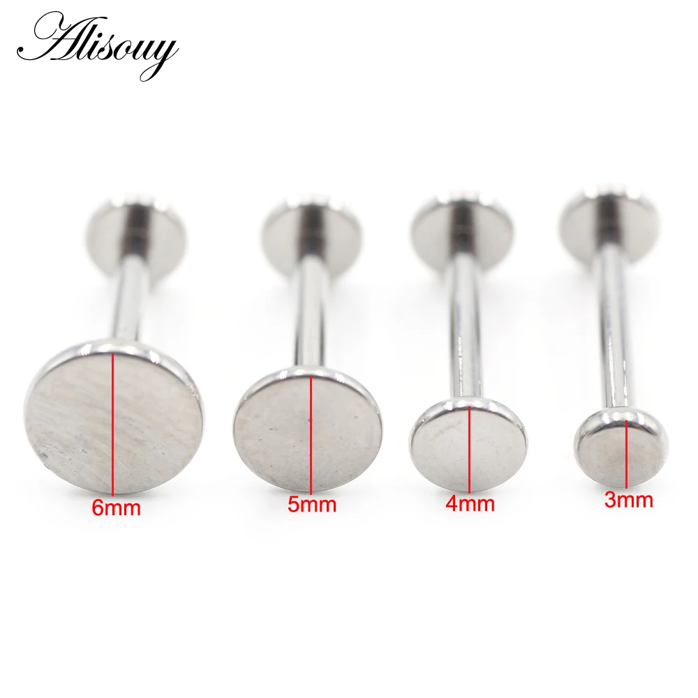 Titanium Anodized Flat Labret Lip Stud and Cartilage Barbell Earrings