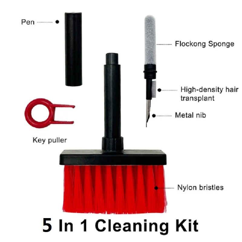Cleaning Kit 5 in 1 Keyboard Cleaning Brush Kit Keycap Puller Earbuds Cleaner for Airpods Pro 1 2 3 Bluetooth Earphones Case Cleaning Tools