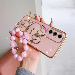 Chic Floral Phone Case Set with Lanyard and Stand - 3 Piece Bundle - Galaxy S25 FE (Pink)