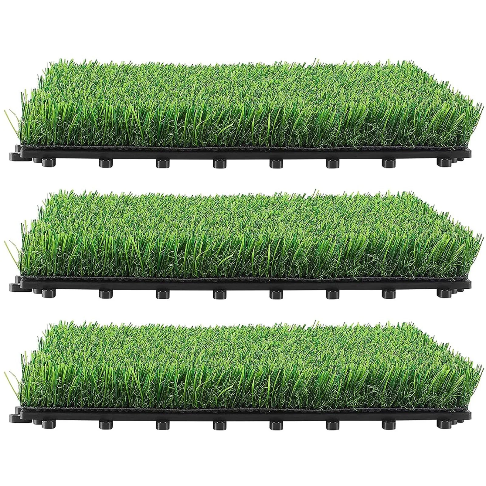 

3 Pcs Garden Artificial Grass Tiles Interlocking Design Beautiful Grass Tiles for Landscaping Deck Backyard wzpi