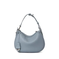 Sac à bandoulière en cuir de vachette première couche, nouveau design de niche 2026, minimaliste, bleu, en cuir souple, sacoche de selle tendance 3