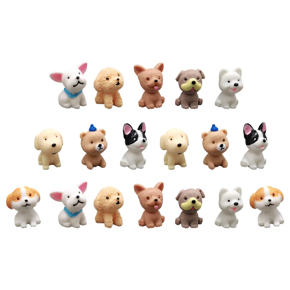 

18 Pcs Artificial Dog Simulation Puppies Puppy Figurines Cake Resin Bonsai Photography Props