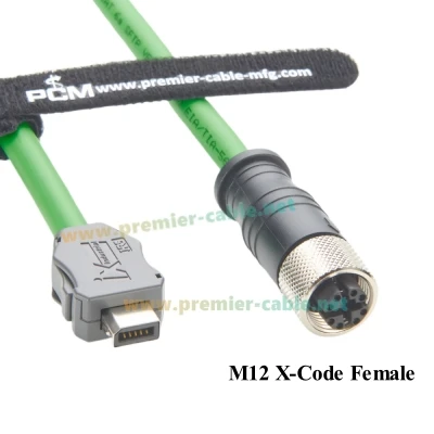 IX40G-B-10S-CV(7.0) IX Industrielles Cat6A Serielles Kabel IX B-Code auf M12 8-Pin X-Code Buchse Abgeschirmt SFTP für Maschinelles Sehen – Detail 1