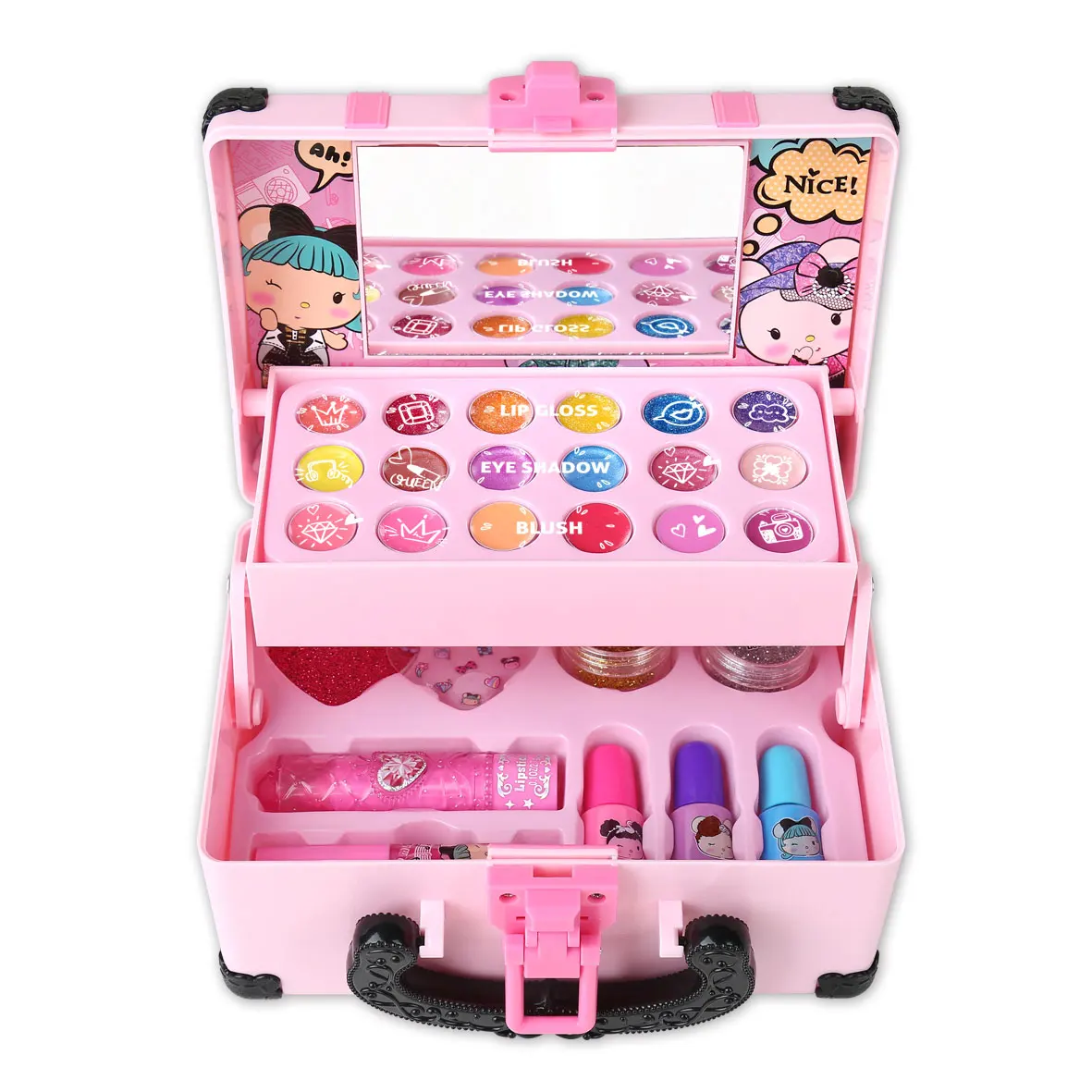 Kids Cosmetic Kit Toys Girls Real Makeup Kit Safe Non Toxic Princess Play Makeup Set Pretend Play Make Up Children Toys Gifts 6