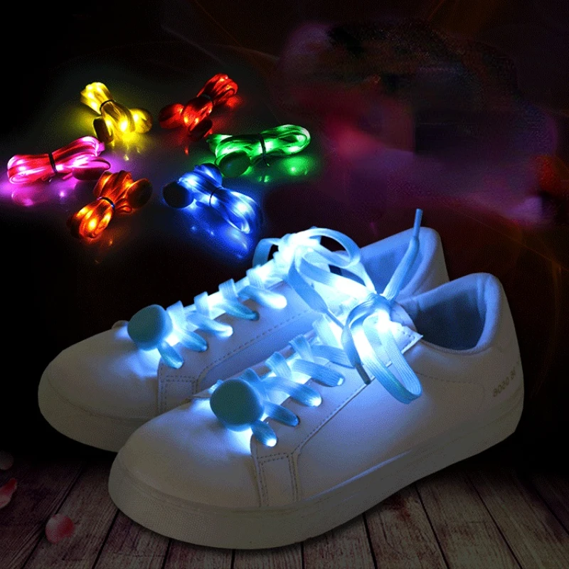 1Pair LED Shoe Laces Luminous Shoelaces Strings Round Flash Light