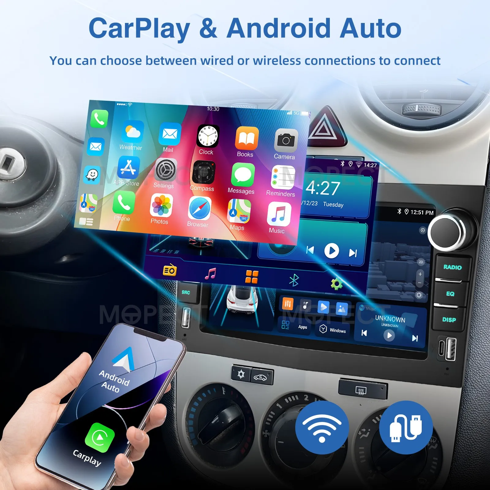 Radio estéreo para coche MOPECT de 7 pulgadas, 4+64G, para Opel Astra, Antara, Vectra, Corsa, con Android 15, Carplay, USB, GPS, navegador, pantalla táctil, WiFi, DAB y cámara. 3