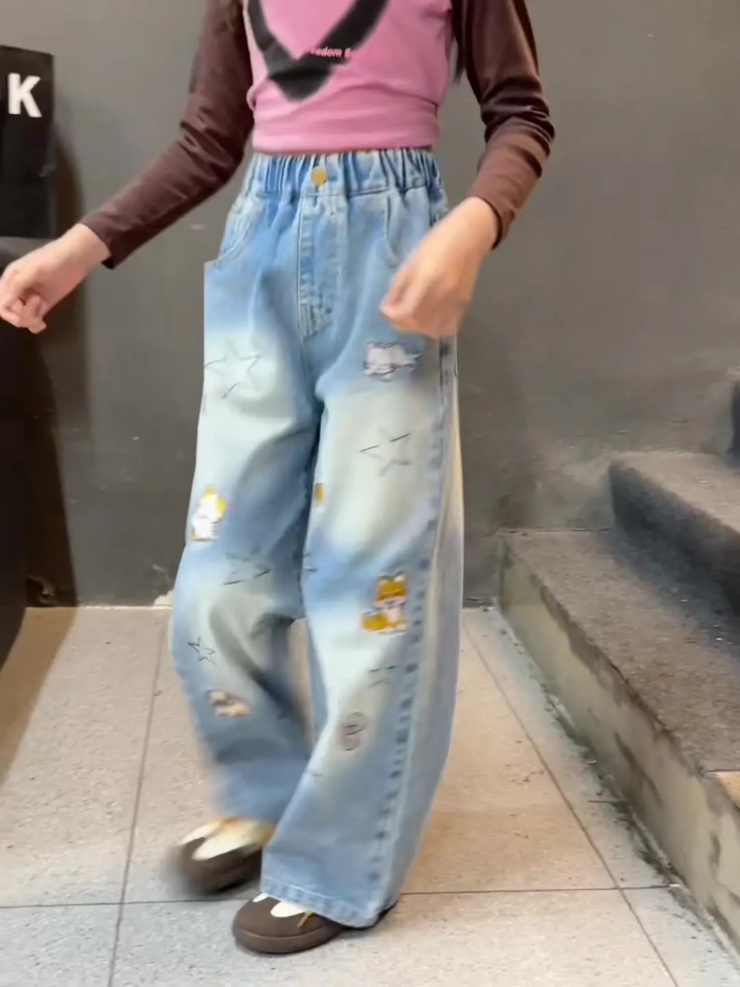 Jean Fille Denim Ample à Jambe Droite - Confortable Et Tendance Pour Enfant Et Ado - 9