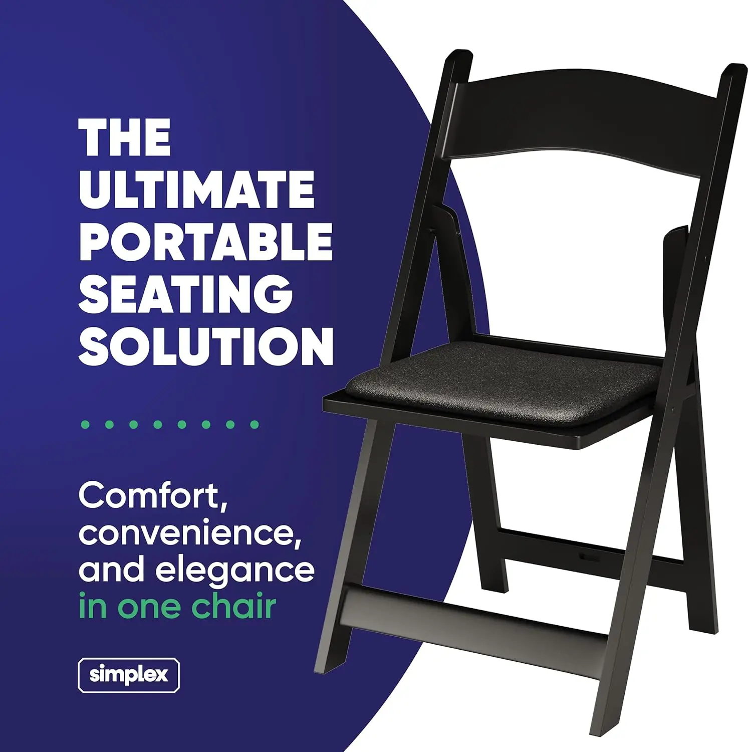 72 Black Resin Stackable Folding Chair Comfortable Black Foldable Chair Folding Chairs with Padded Seats Chairs