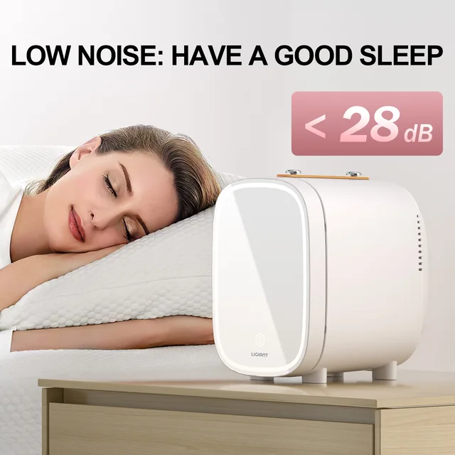 LIGIANT Mini Fridge, Skincare Refrigerator With 3-Level Dimmable LED Light Mirror, Low Noise 4L Makeup Fridge, Cooler & Warmer 2