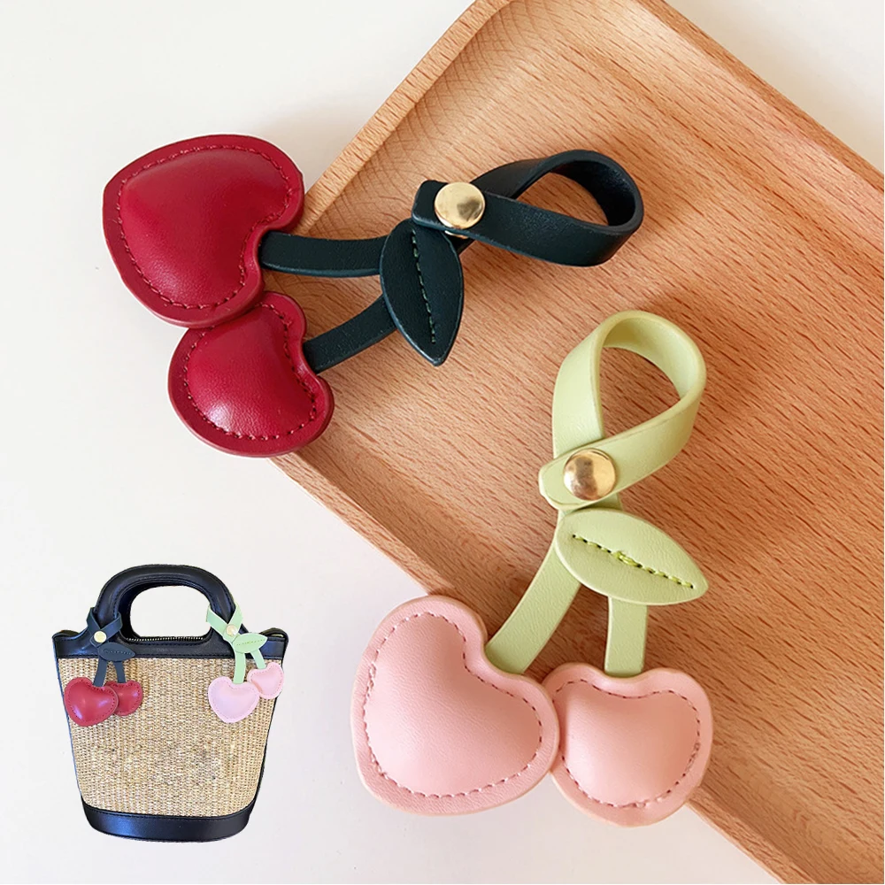 

Creative Cartoon Car Keychain Pendant Cute Cherry Shape Shoulder Bag Decorative Chain Woven Fashion Doll Bag Pendants Bag Parts