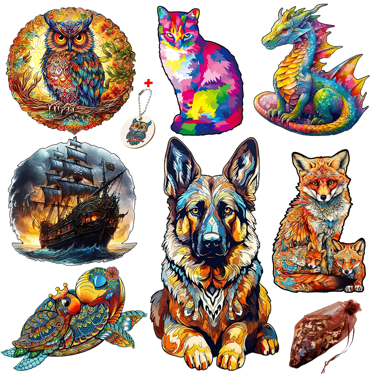 Puzzle In Legno Fox Puzzle Board Set Toy Interessanti Puzzle In Legno Per Adulti Bambini Regali Di Natale Giochi Educativi Giocattoli