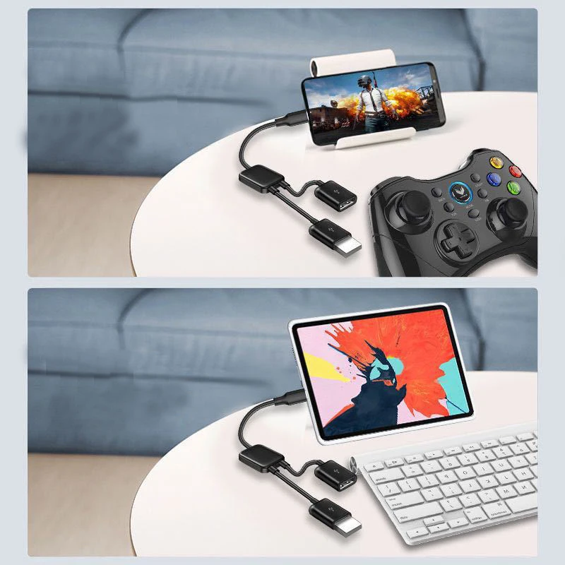 USB C to USB 2.0 Dual-Port OTG Adapter Cable
