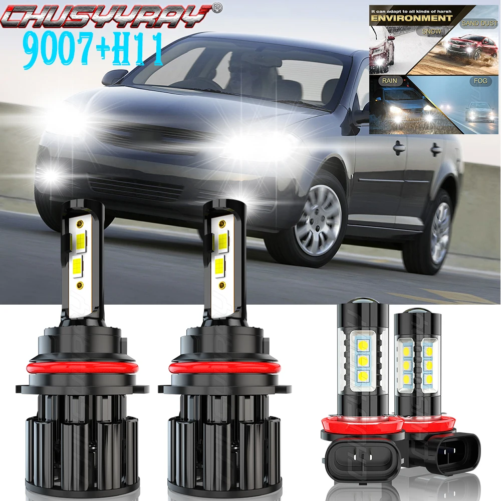 

CHUSYYRAY 4x Compatible For Chevy Cobalt 2005 2006-2010 Combo 9007 9004 LED Headlight H11 H8 H9 Fog Light White Car accsesories