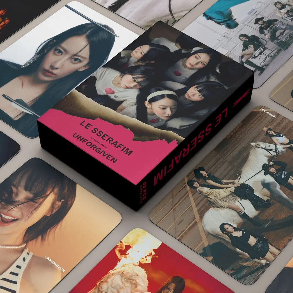 

55pcs/Set Kpop LE SSERAFIM Photocards New Albums UNFORGIVEN Lomo Cards SAKURA KIM CHAEWON Poster HD Photocard For Fans Gift