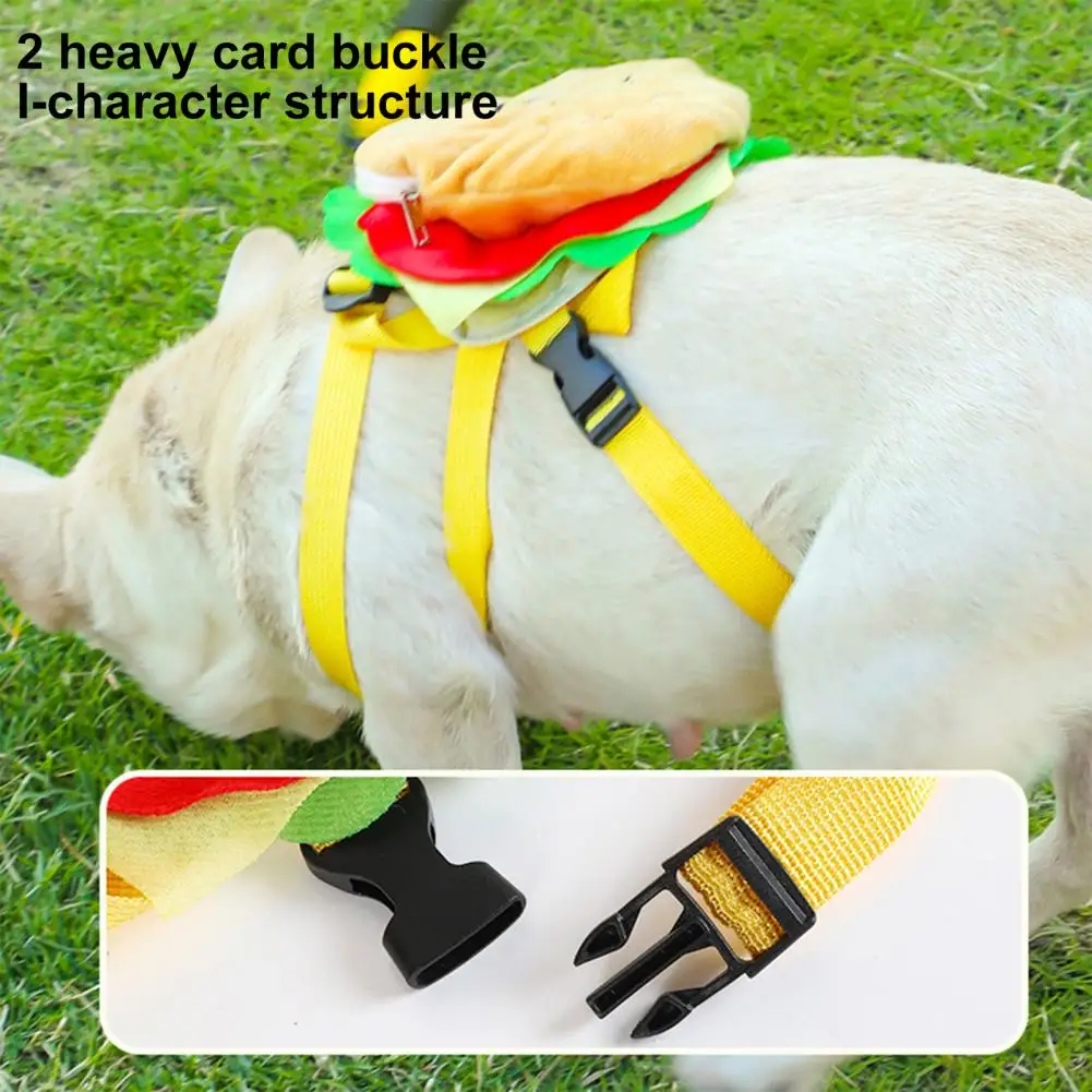 Small Dog Chest Backpack Hamburger Shape Pet Backpacks Cute Cartoon Puppy School Bags for Outdoor Travel Walking Pet for Small