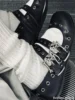 Gothic Punk Style Double Buckle Rivet Pumps Women Round Toe Skull Cute Flat Bottom Mary Jane Ballet Shoes 2025 New Leather Shoes 1