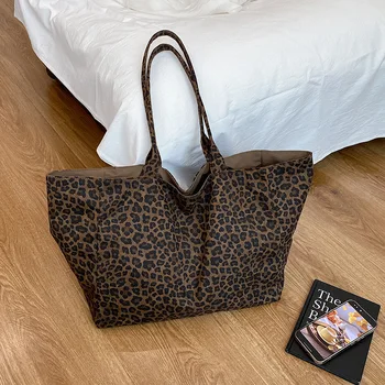 New Fashion Leopard Print Tote Bag Women Casual Shoulder Handbag Large Canvas Bucket Bag Guangzhou High Quality Bag 1
