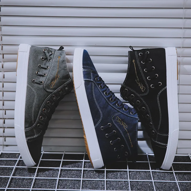 

2023Canvas Shoes for Men Summer Sneakers Men's Casual Shoes High Top Vulacnized Shoes Male Flats Lace-up Sneakers Zapatos Hombre