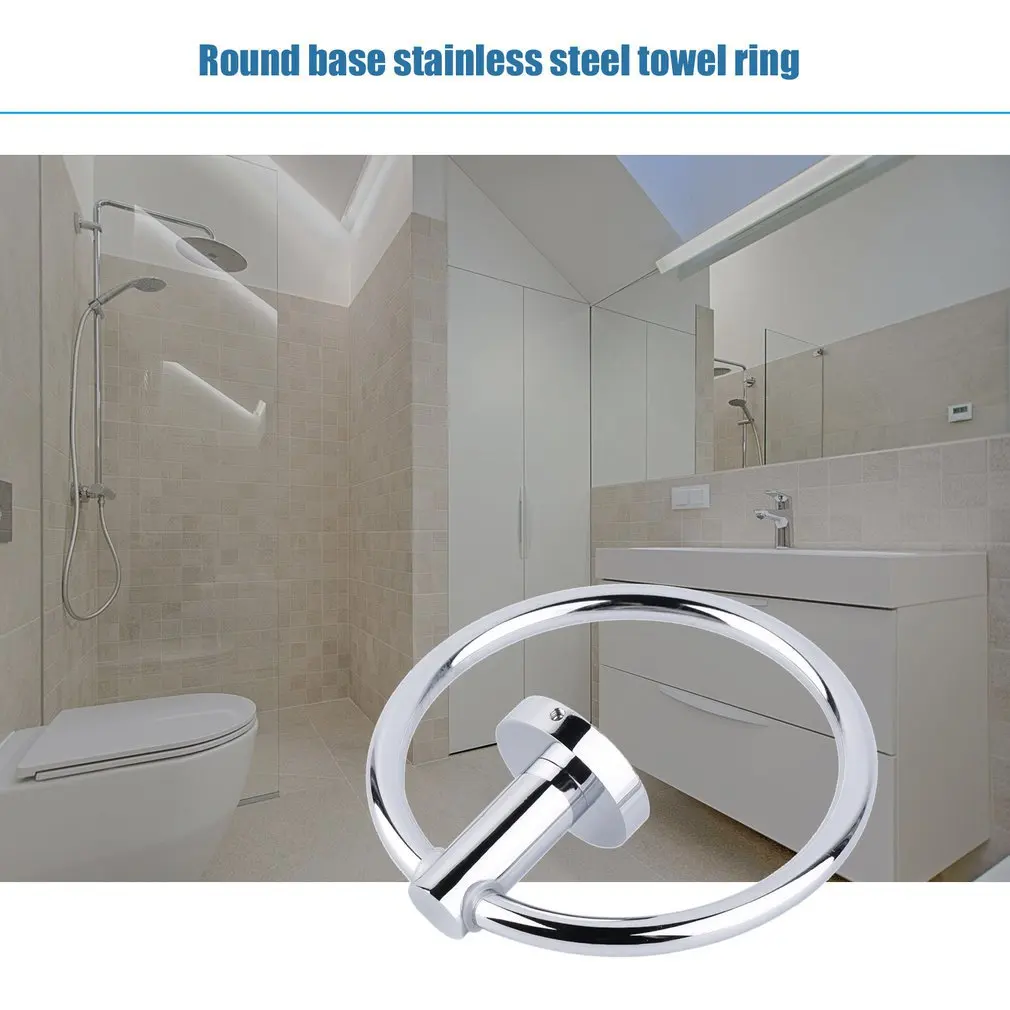 Description Picture 3 of itemStainless Steel Round Style Wall-Mounted Towel Ring Convenient Towel Holder Hanger Hanging Bathroom Storage Holder