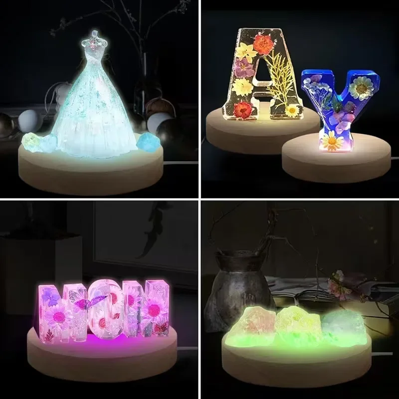 8cm LED Base Light Display Stand for Crystal 3D Photo Glass Art Tumbler RGB Multicolor Lighting Battery Powered or USB Plug in