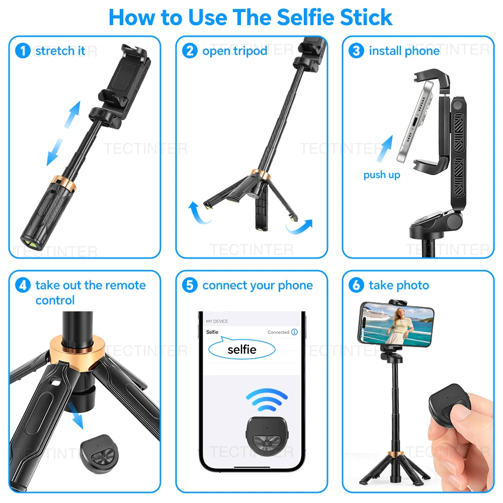 Treppiede per selfie portatile pieghevole universale con telecomando wireless rimovibile Mini supporto per telefono multifunzione - immagine 6