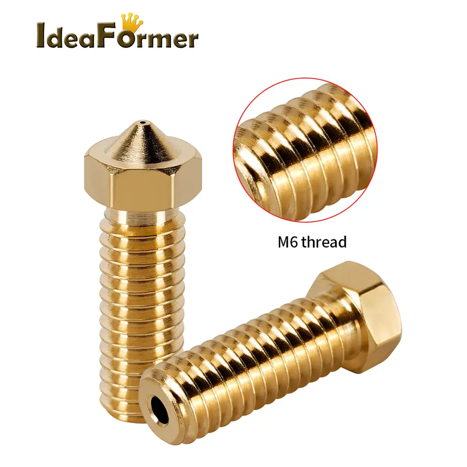 2pcs 3D Parts Brass Volcano Nozzle M6 Extra Lengthen Copper Nozzle 1.75mm High Flow 0.4/0.6/0.8/1.0/1.2mm Artillery Nozzle image 3