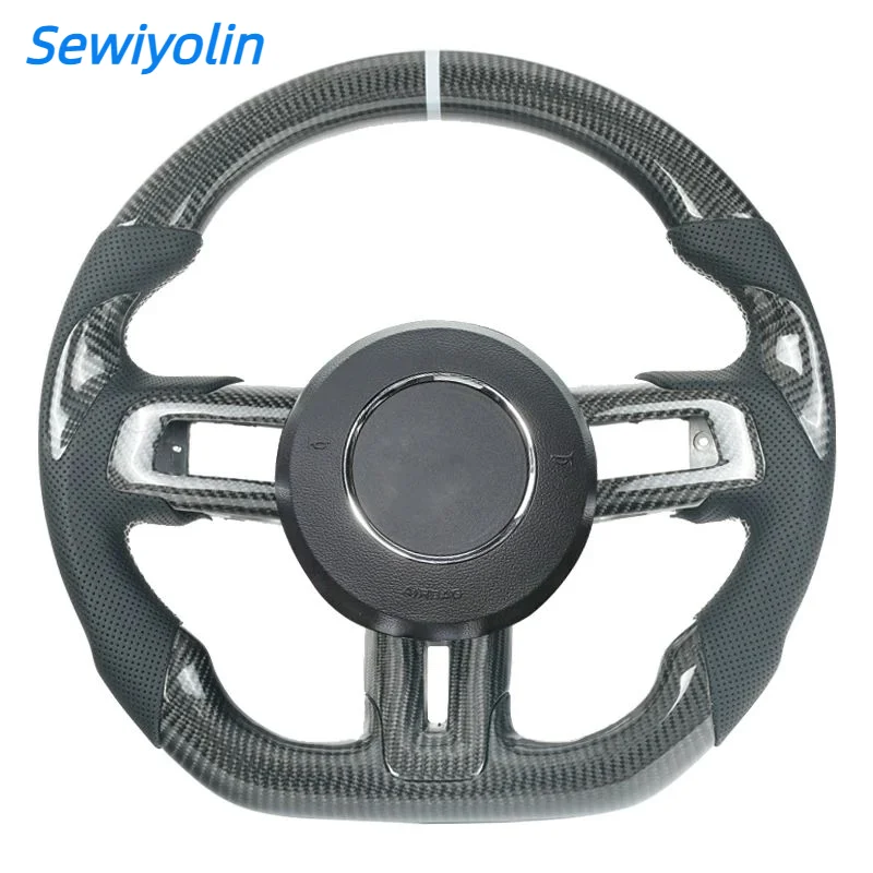 

For Ford Mustang GT Steering Wheel Carbon Fiber 2015 2017 2018 2019 2022